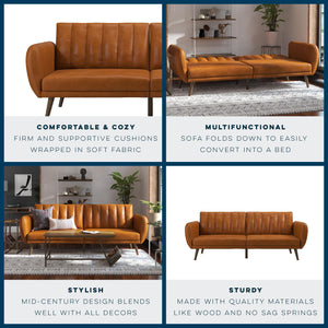 Novogratz Brittany Futon Sofa Bed - Camel Faux Leather