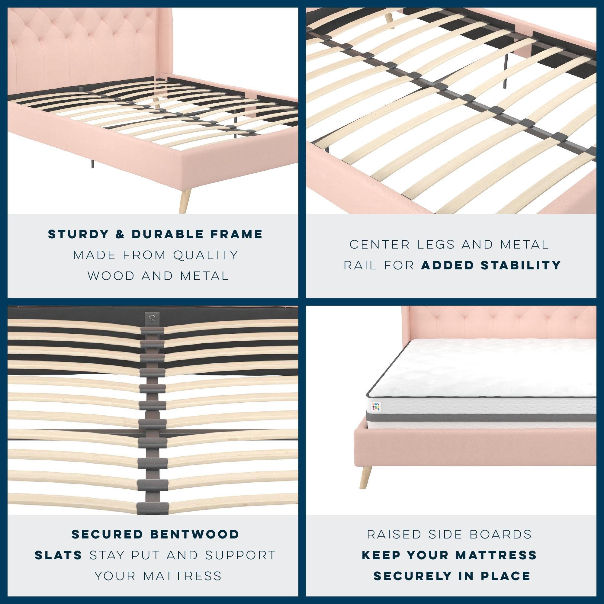Novogratz Her Majesty Upholstered Bed - Pink - Full