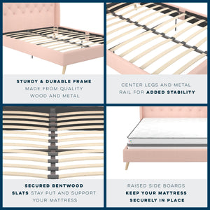 Novogratz Her Majesty Upholstered Bed - Pink - Full