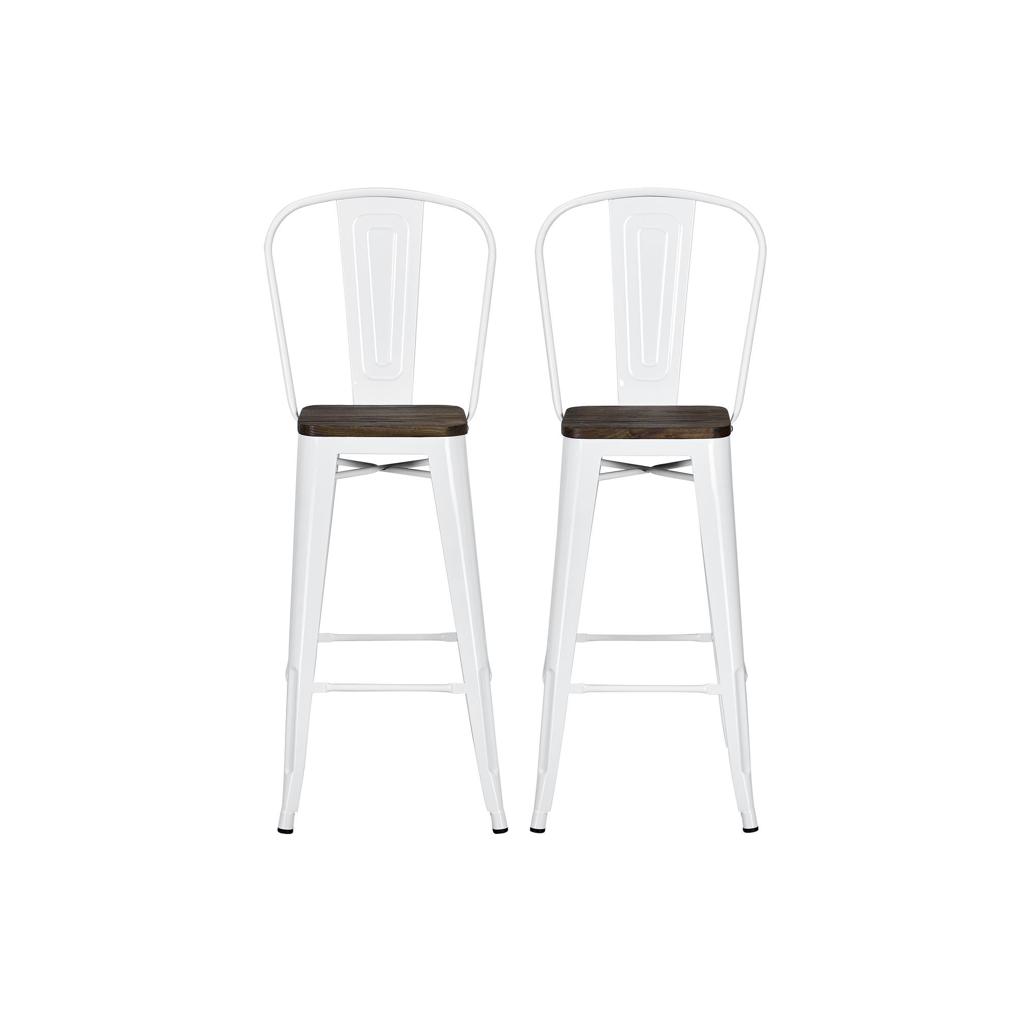 DHP Luxor 24"  Counter Height Bar Stool, Set of 2 - White