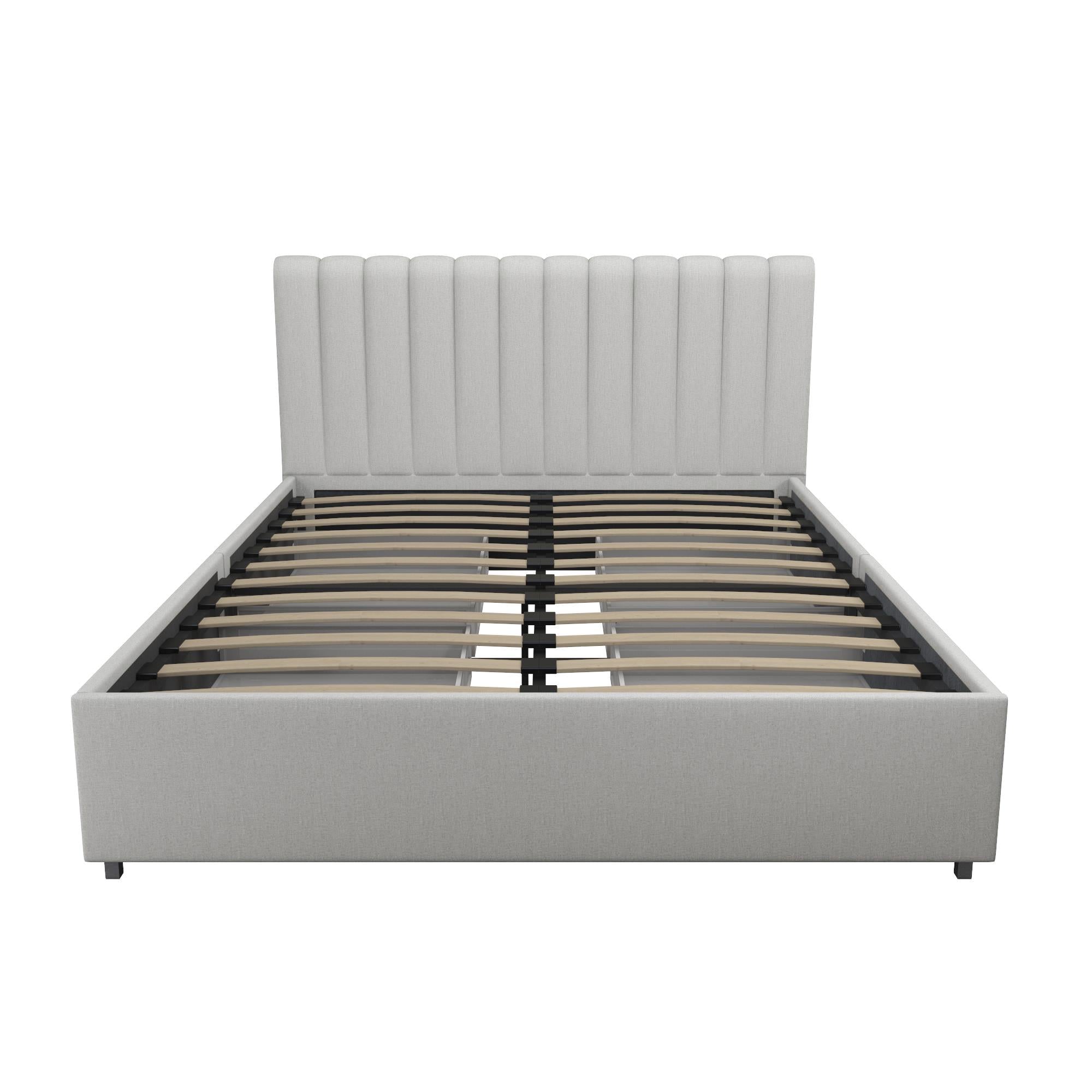 Novogratz Brittany Upholstered Bed with Storage Drawers - Light Gray - Full