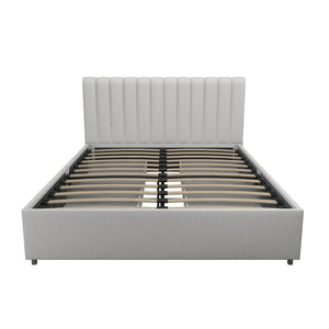 Novogratz Brittany Upholstered Bed with Storage Drawers - Light Gray - Full