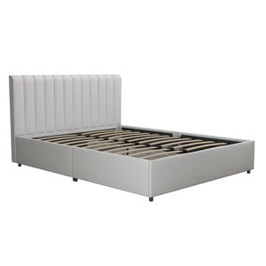 Novogratz Brittany Upholstered Bed with Storage Drawers - Light Gray - Queen