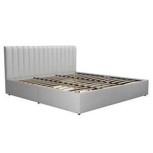 Novogratz Brittany Upholstered Bed with Storage Drawers - Light Gray - King