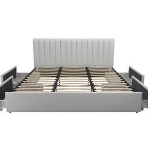 Novogratz Brittany Upholstered Bed with Storage Drawers - Light Gray - King