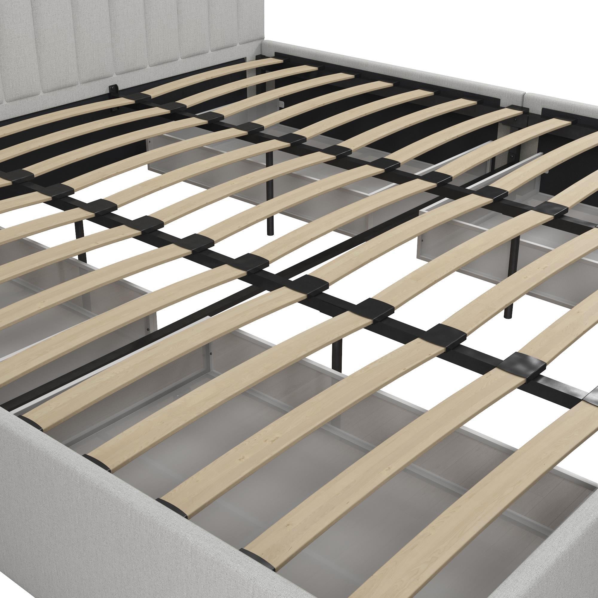 Novogratz Brittany Upholstered Bed with Storage Drawers - Light Gray - King