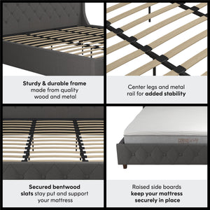 CosmoLiving Mercer Upholstered Bed - Grey Linen - King