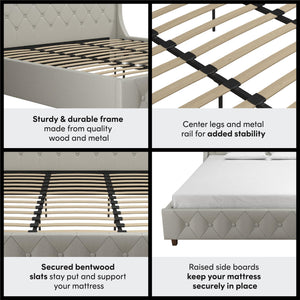 CosmoLiving Mercer Upholstered Bed - Light Gray - King