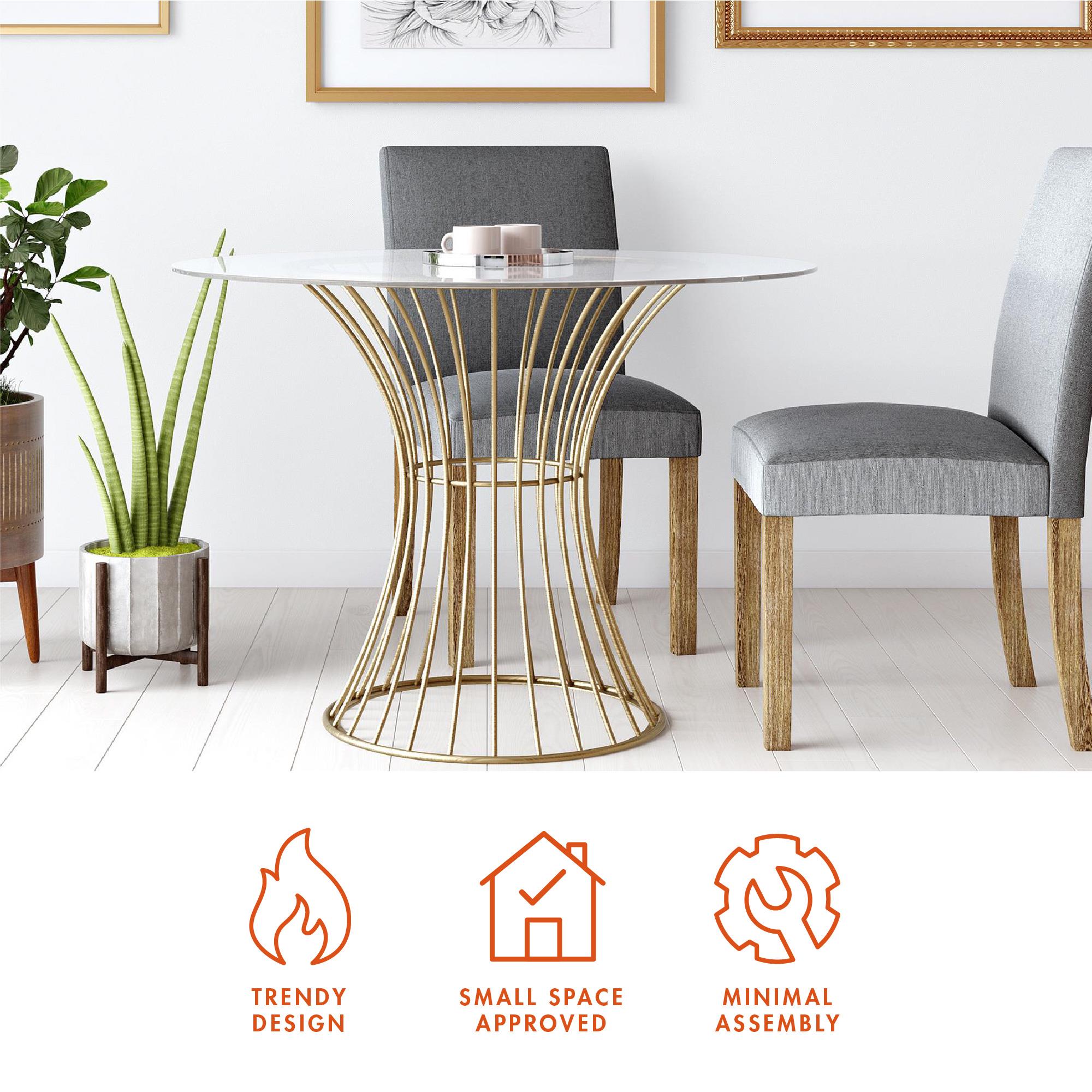 CosmoLiving Westwood Glass Top Dining Table - Brass