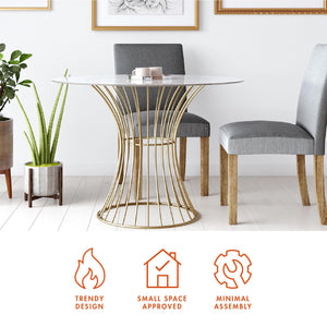 CosmoLiving Westwood Glass Top Dining Table - Brass