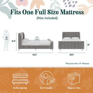 Max & Finn Valentina Upholstered Bed - Gray - Full