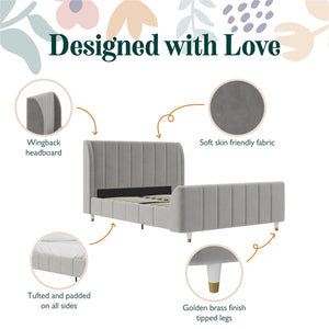 Max & Finn Valentina Upholstered Bed - Gray - Full