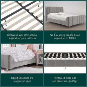 Max & Finn Valentina Upholstered Bed - Gray - Full