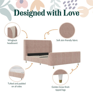 Max & Finn Valentina Upholstered Bed - Pink - Full