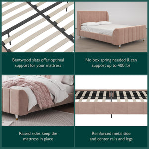 Max & Finn Valentina Upholstered Bed - Pink - Full