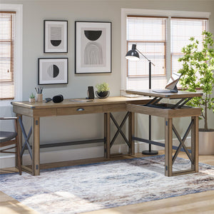 Ameriwood Home Wildwood L-Shaped Desk with Lift Top - Rustic Gray