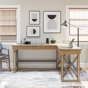 Ameriwood Home Wildwood L-Shaped Desk with Lift Top - Rustic Gray