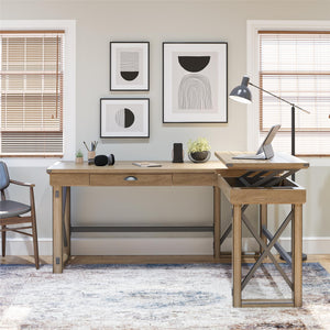 Ameriwood Home Wildwood L-Shaped Desk with Lift Top - Rustic Gray