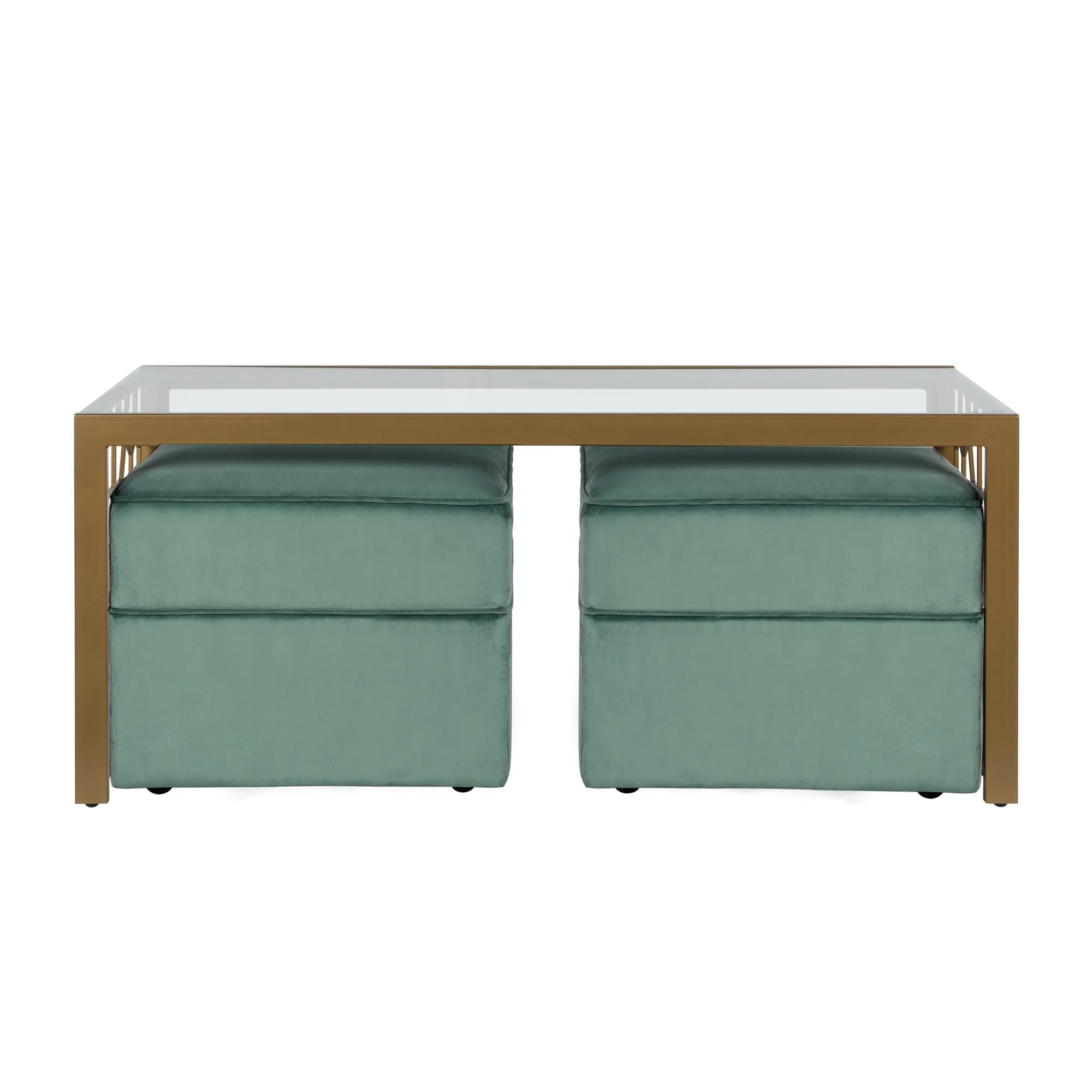 CosmoLiving Juliette Glass Top Coffee Table - Brass