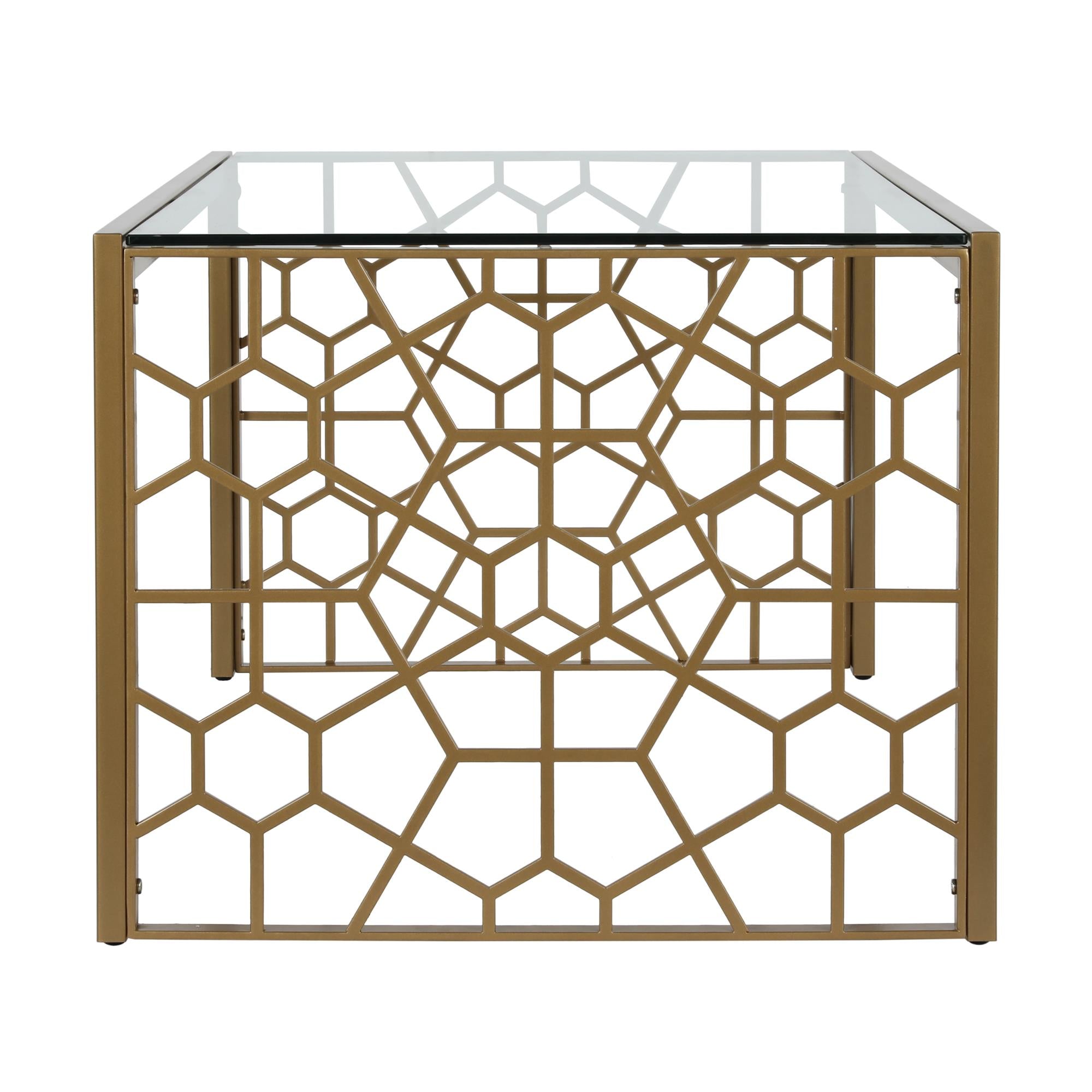 CosmoLiving Juliette Glass Top Coffee Table - Brass