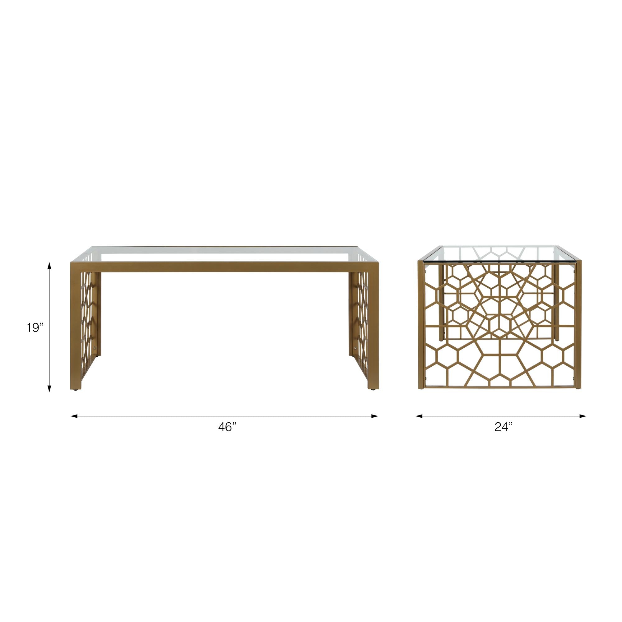 CosmoLiving Juliette Glass Top Coffee Table - Brass