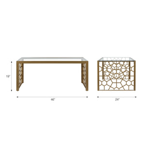 CosmoLiving Juliette Glass Top Coffee Table - Brass