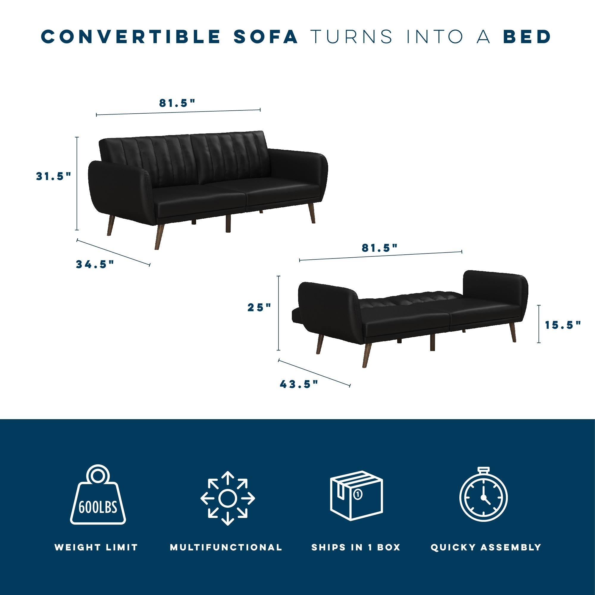 Novogratz Brittany Futon Sofa Bed - Black