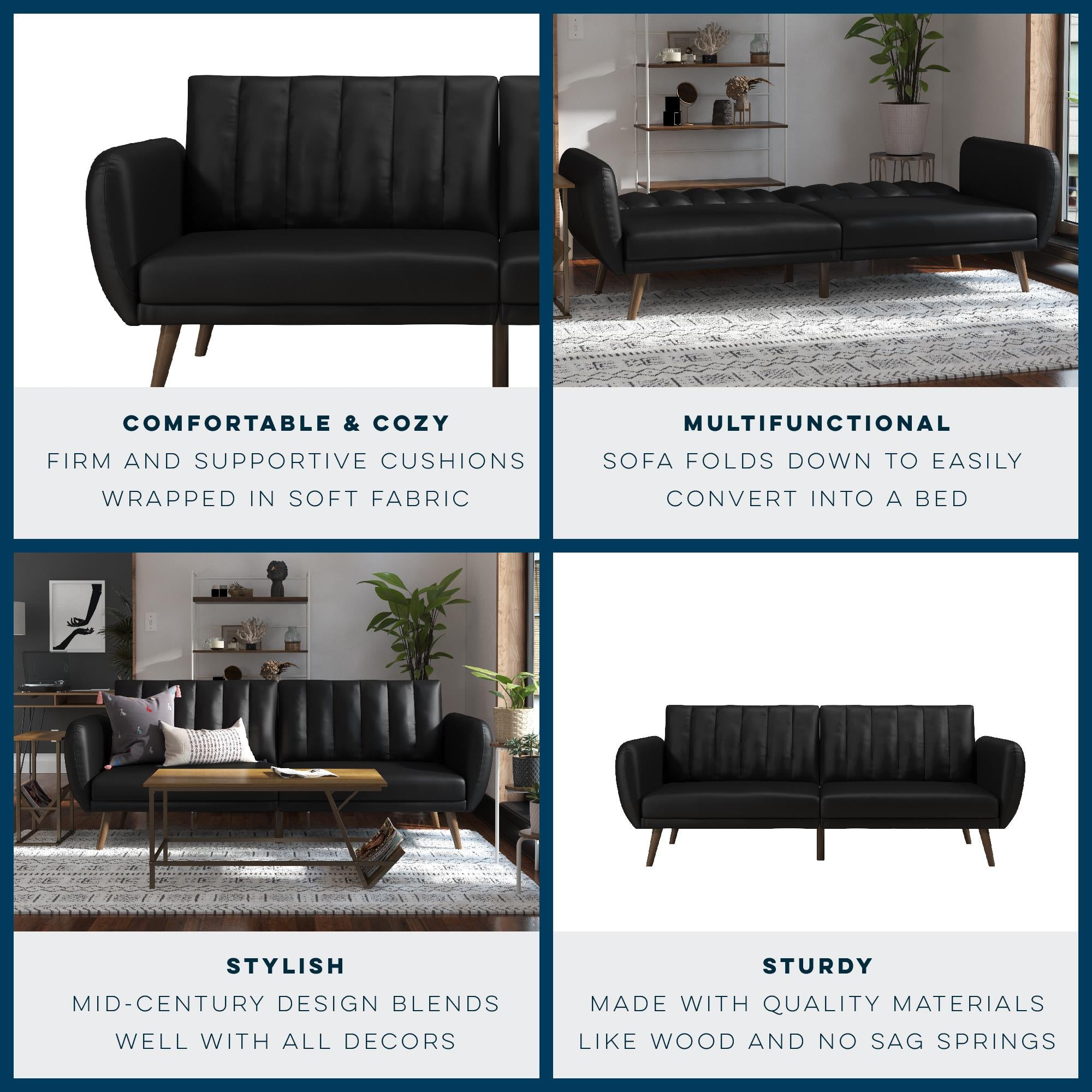 Novogratz Brittany Futon Sofa Bed - Black