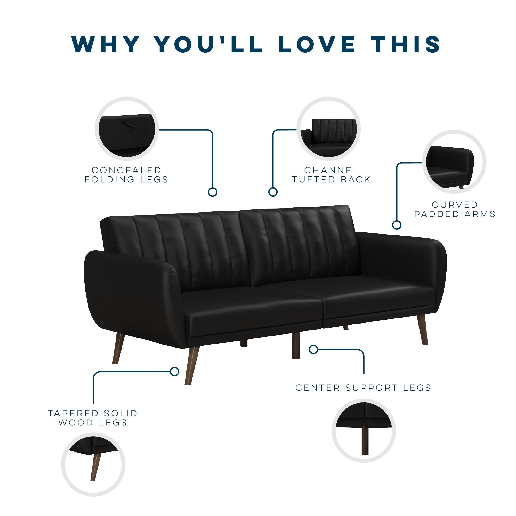 Novogratz Brittany Futon Sofa Bed - Black