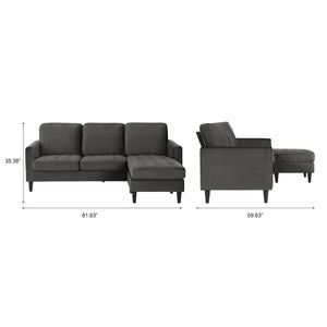CosmoLiving Strummer Reversible Sectional Sofa - Charcoal