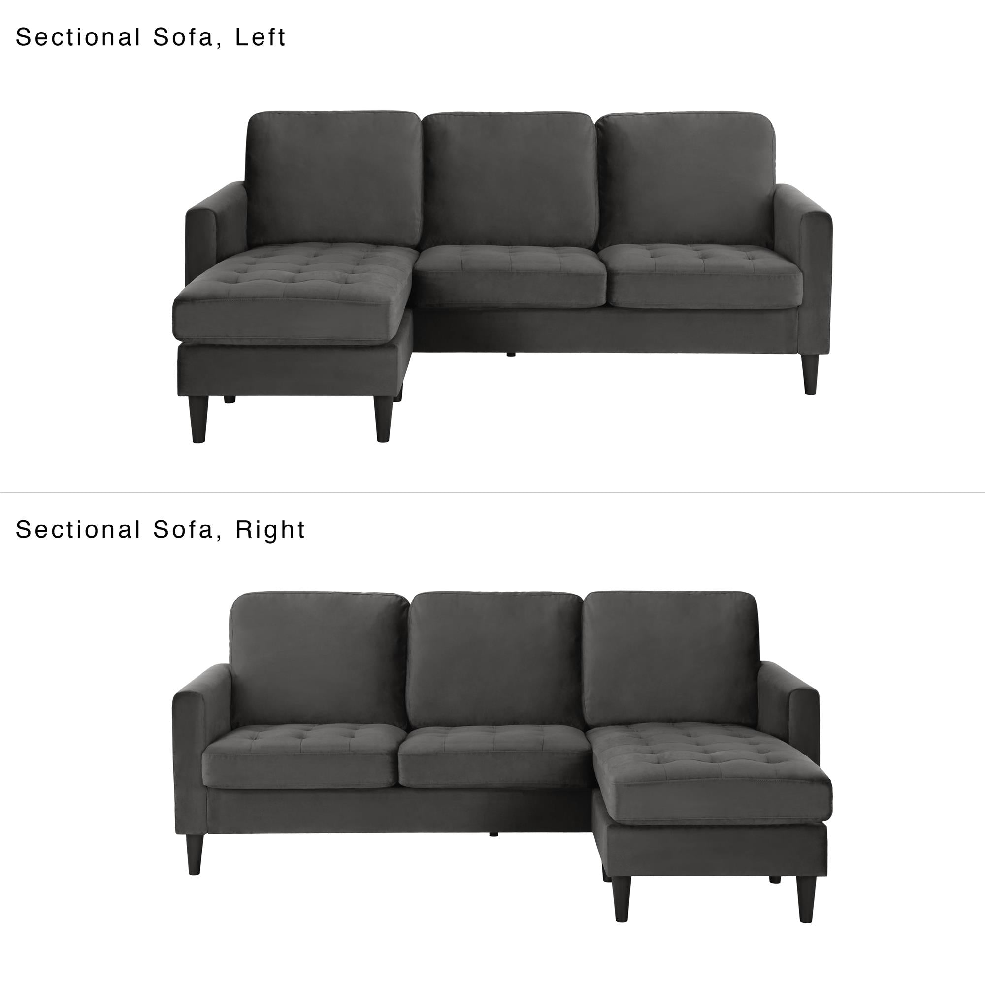 CosmoLiving Strummer Reversible Sectional Sofa - Charcoal