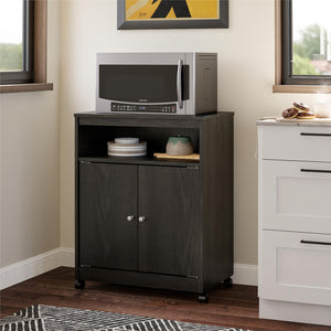 Ameriwood Home Landry Kitchen Microwave Cart - Black Oak