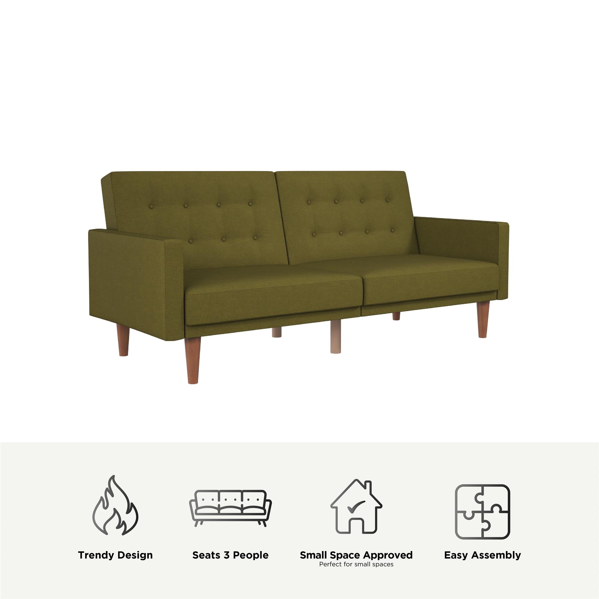 DHP Wimberly Upholstered Futon Sofa Bed - Olive Green