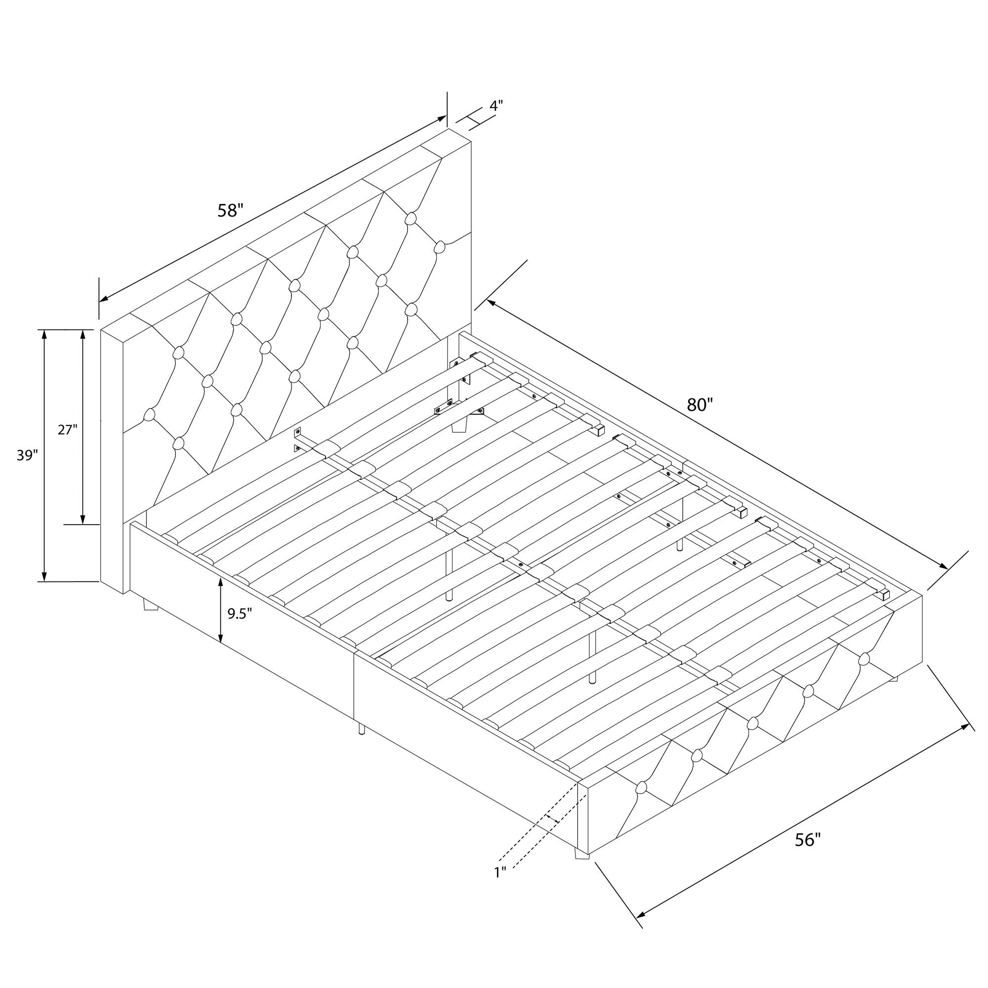 DHP Dakota Upholstered Bed Frame - White Faux leather - Full