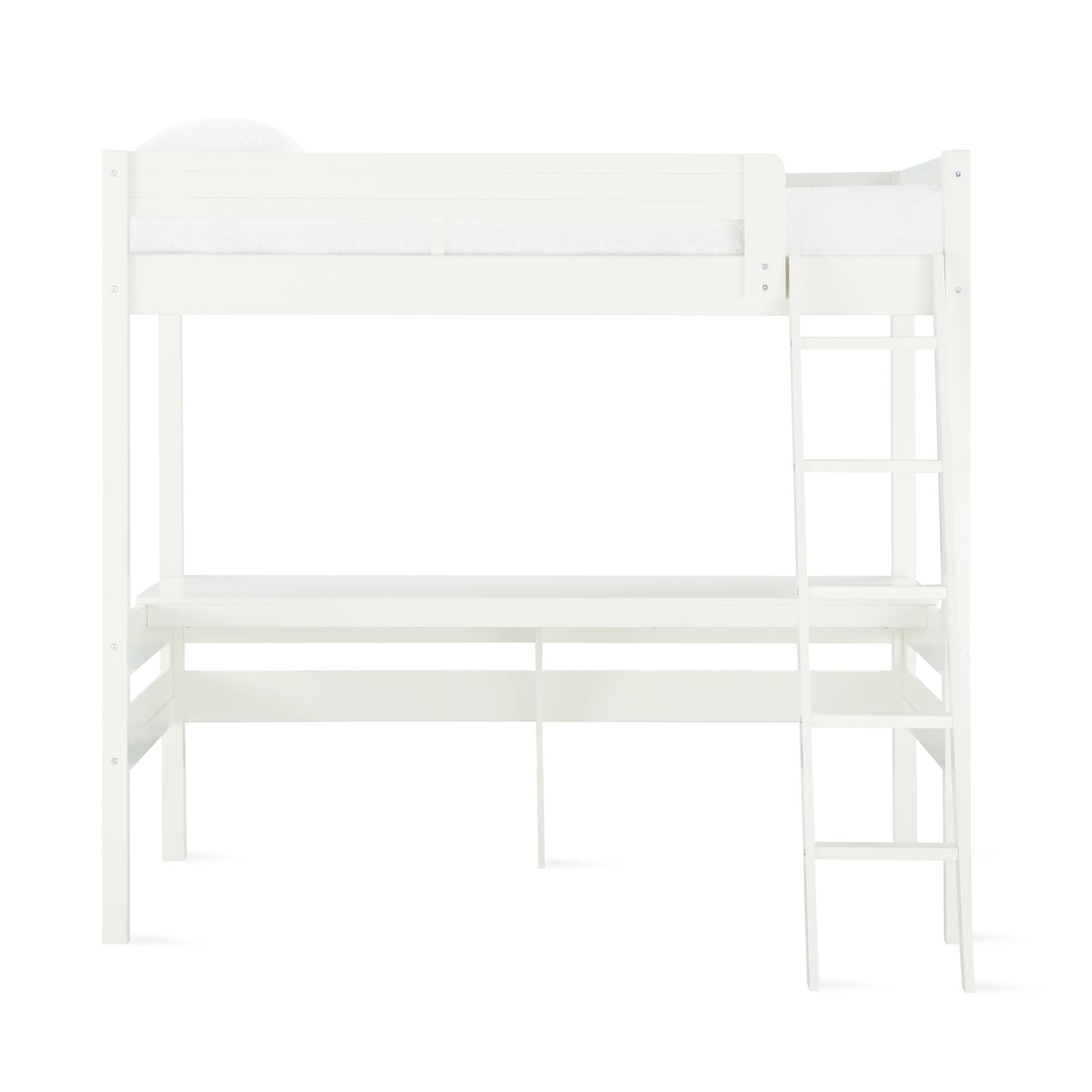 DHP Harlan Kids' Wood Loft Bed with desk - White