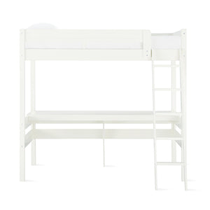 DHP Harlan Kids' Wood Loft Bed with desk - White