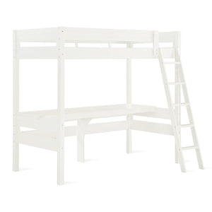DHP Harlan Kids' Wood Loft Bed with desk - White