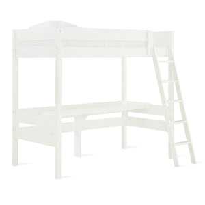 DHP Harlan Kids' Wood Loft Bed with desk - White