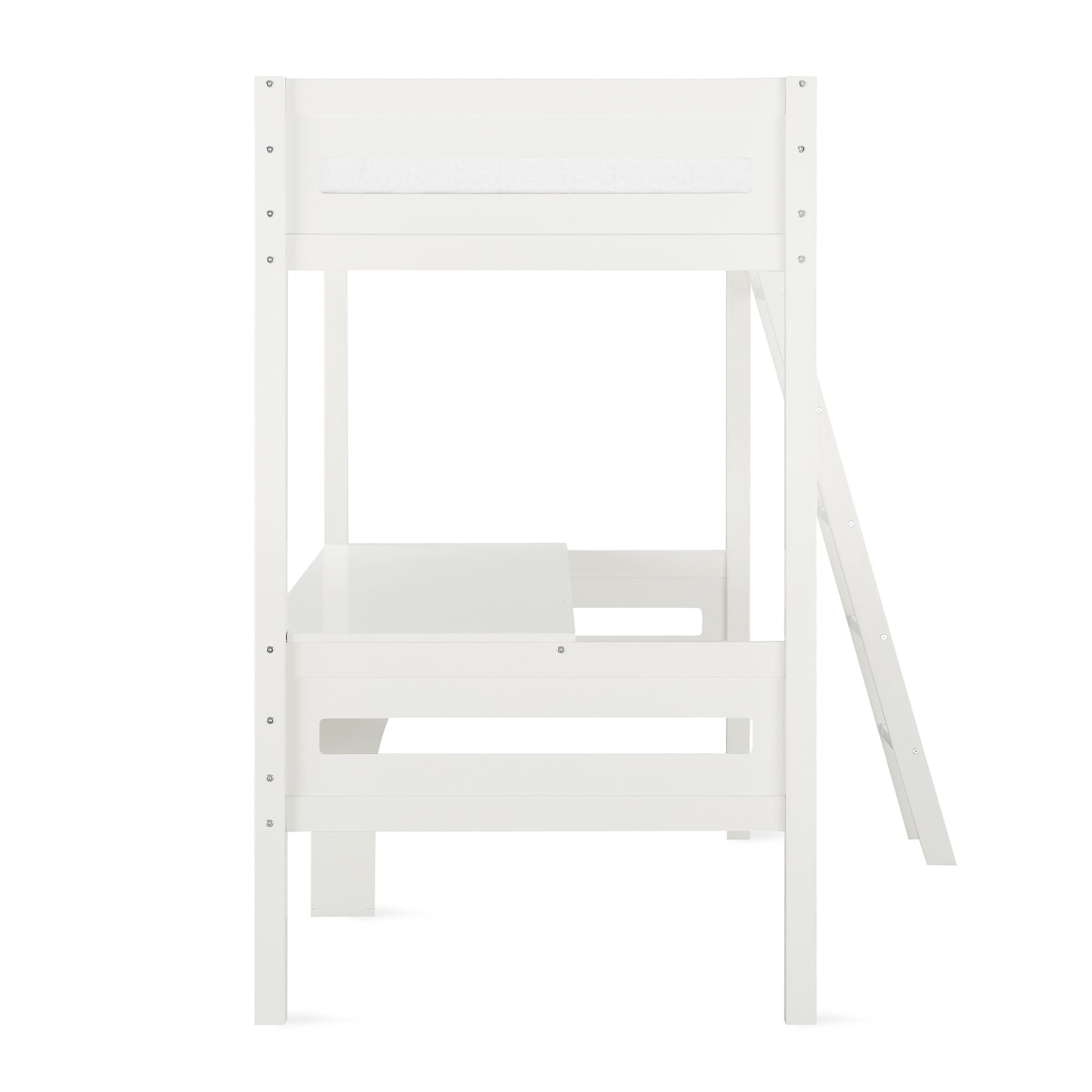 DHP Harlan Kids' Wood Loft Bed with desk - White