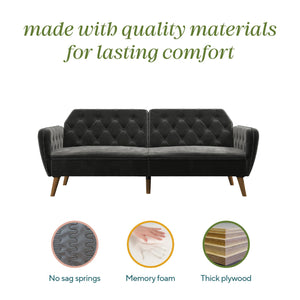 Novogratz Tallulah Memory Foam Futon Sofa Bed - Gray
