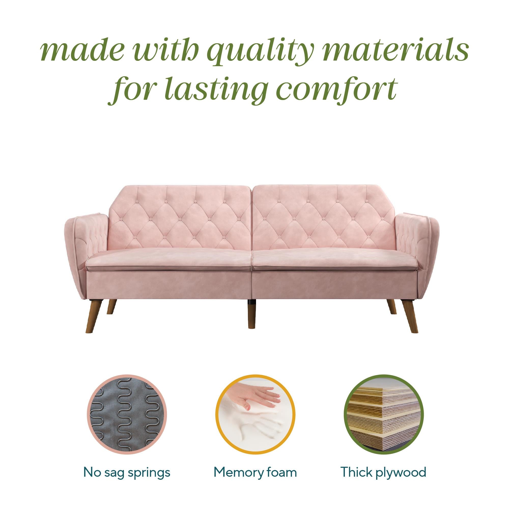 Novogratz Tallulah Memory Foam Futon Sofa Bed - Pink