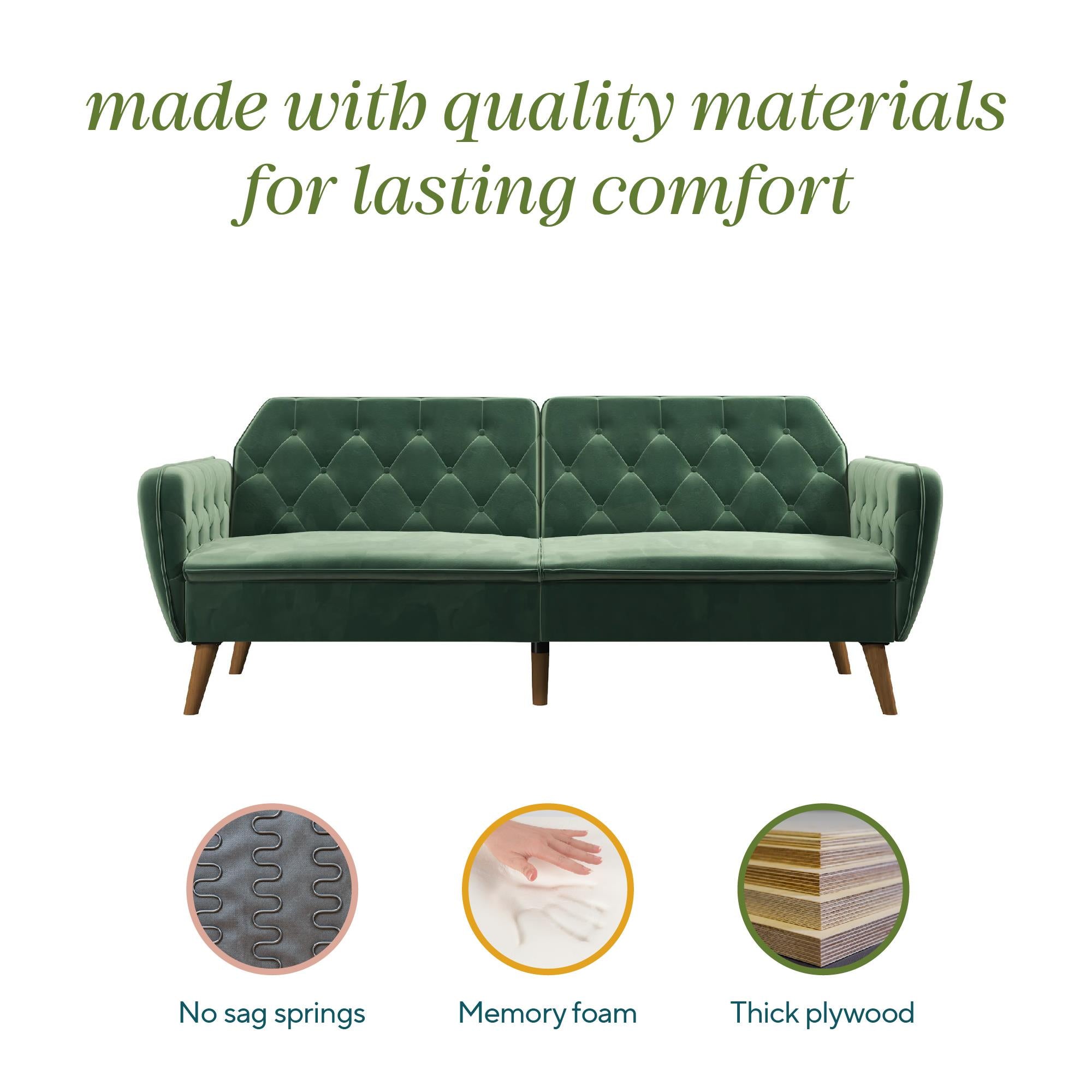 Novogratz Tallulah Memory Foam Futon Sofa Bed - Light Green