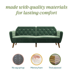 Novogratz Tallulah Memory Foam Futon Sofa Bed - Light Green