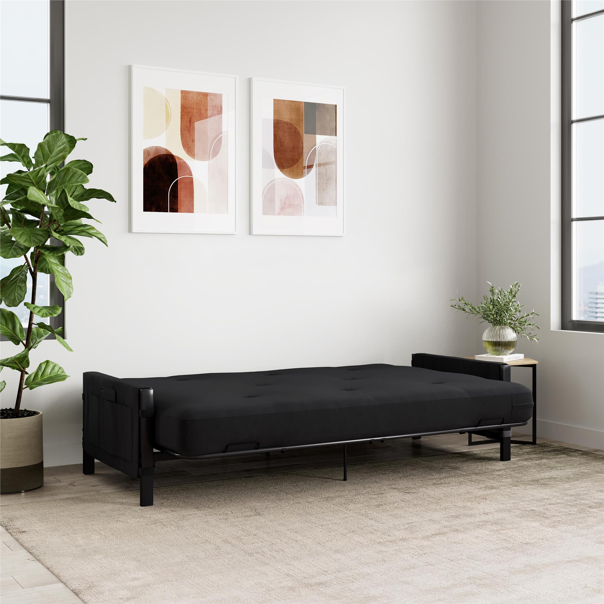 DHP Fairview Futon Set with Metal Frame and 6" Polyester Mattress - Charcoal