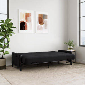 DHP Fairview Futon Set with Metal Frame and 6" Polyester Mattress - Charcoal