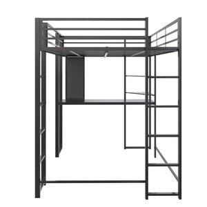 DHP Abode Full Size Metal Loft Bed with Desk and Shelves - Black - Full