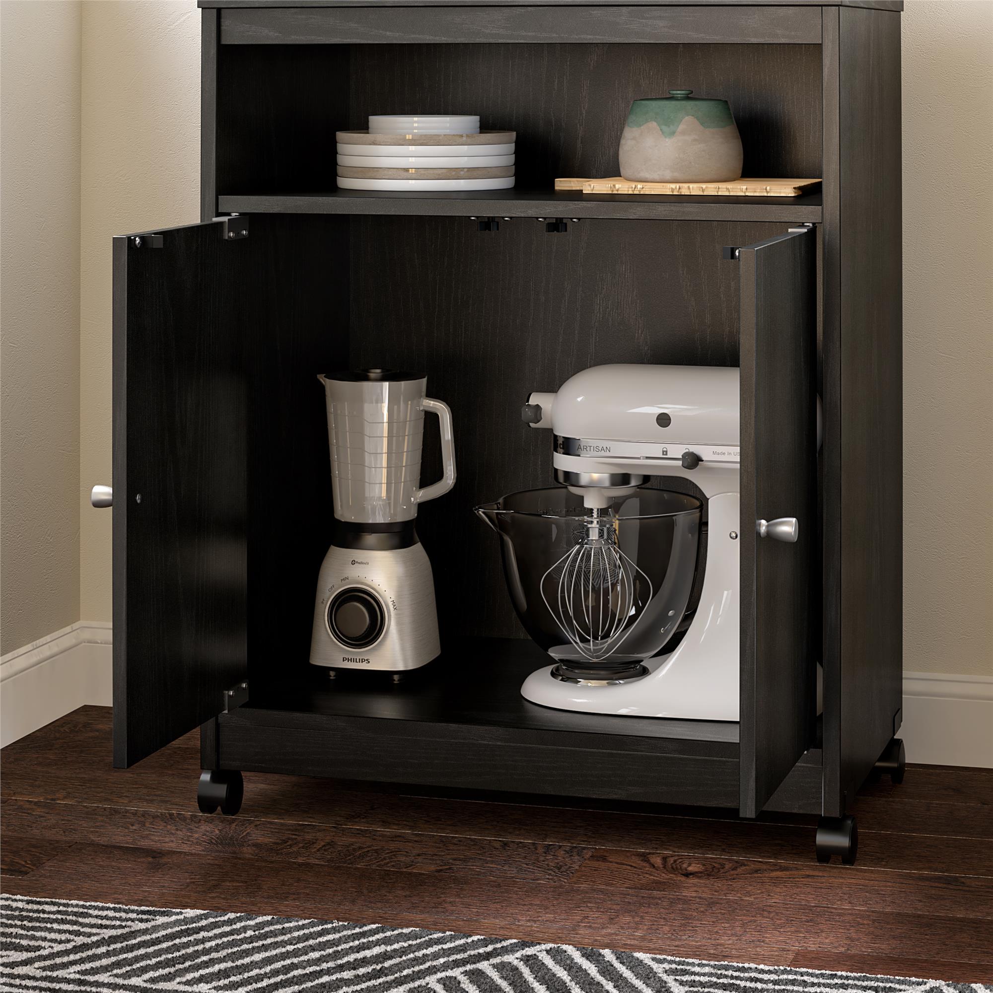 Ameriwood Home Landry Kitchen Microwave Cart - Black Oak