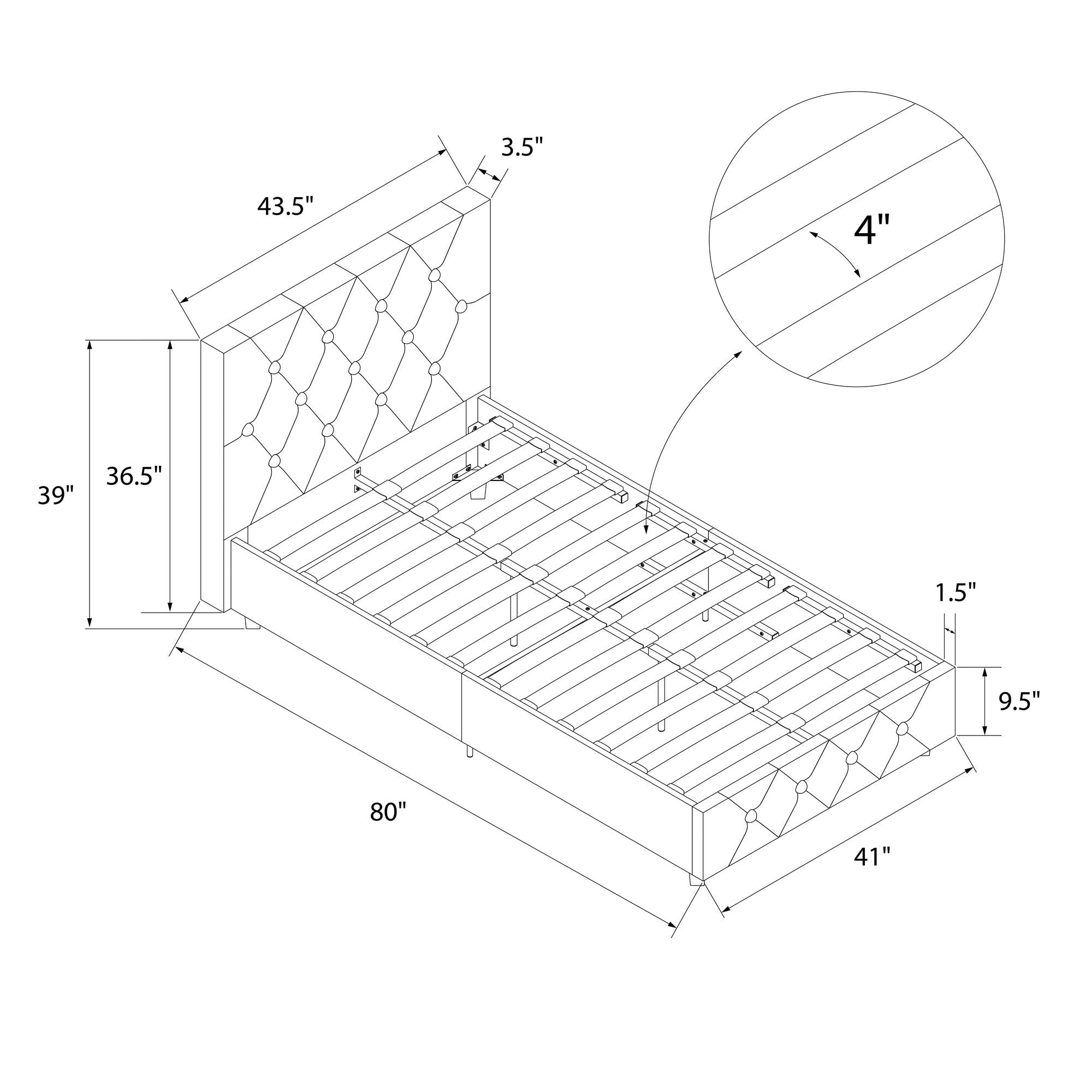 DHP Dakota Upholstered Bed Frame - White Faux leather - Twin