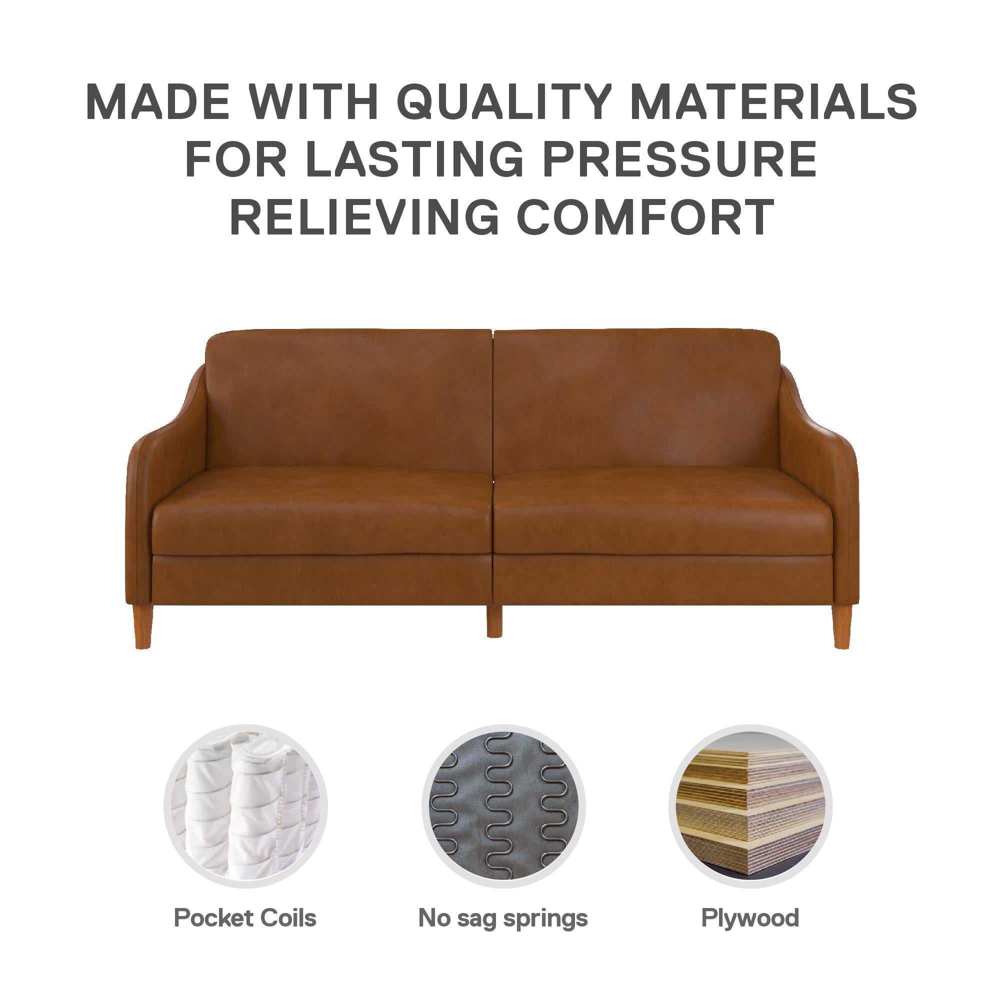 DHP Jasper Futon Sofa Bed - Camel