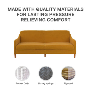 DHP Jasper Futon Sofa Bed - Mustard
